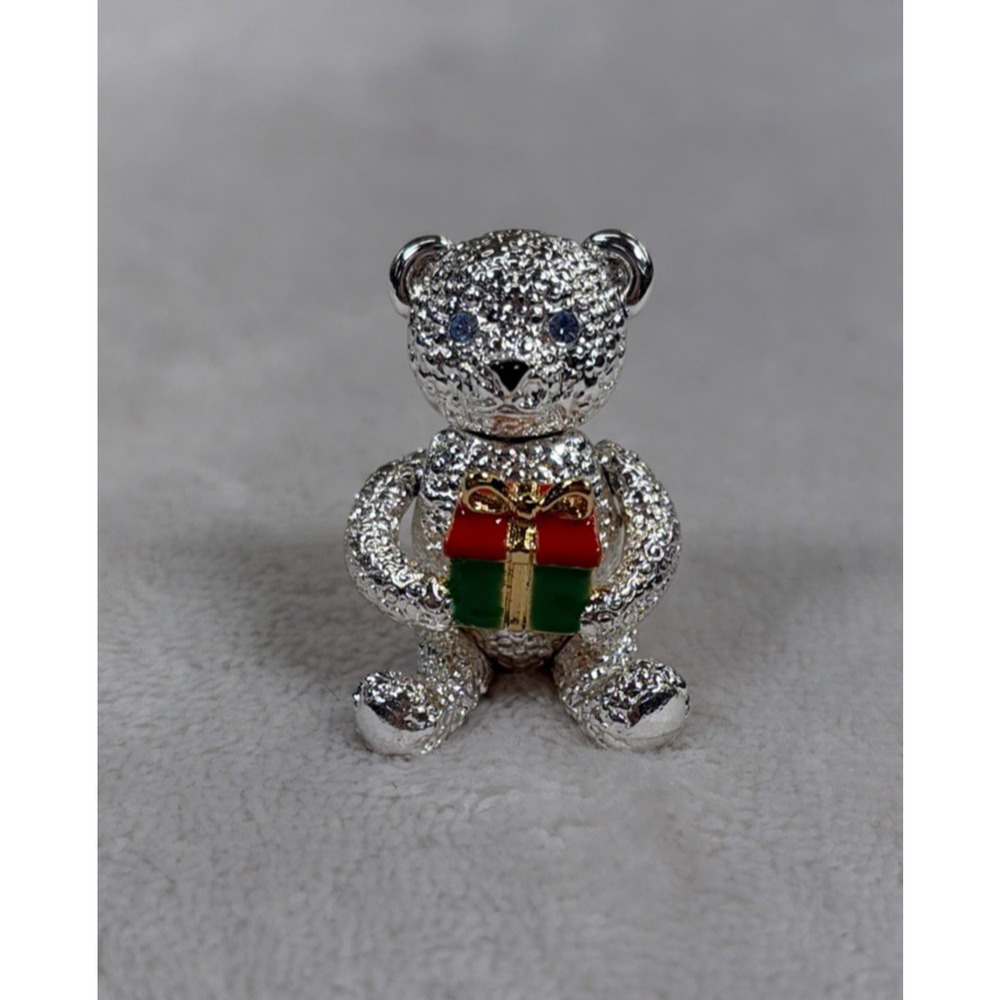Vintage Napier Articulated Teddy Bear With Present Brooch Pin Benefits Charity